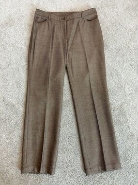 Akris Punto brown wool Classic Straight-Leg trouser Dress Pants Sz 8